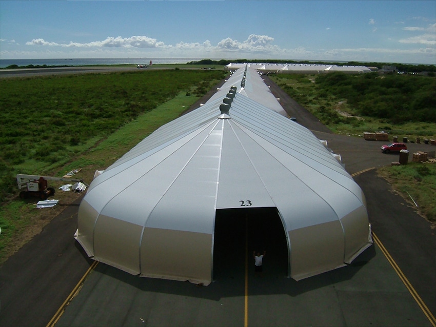 Pasha storage buildings used for warehousing. Fabric structures.