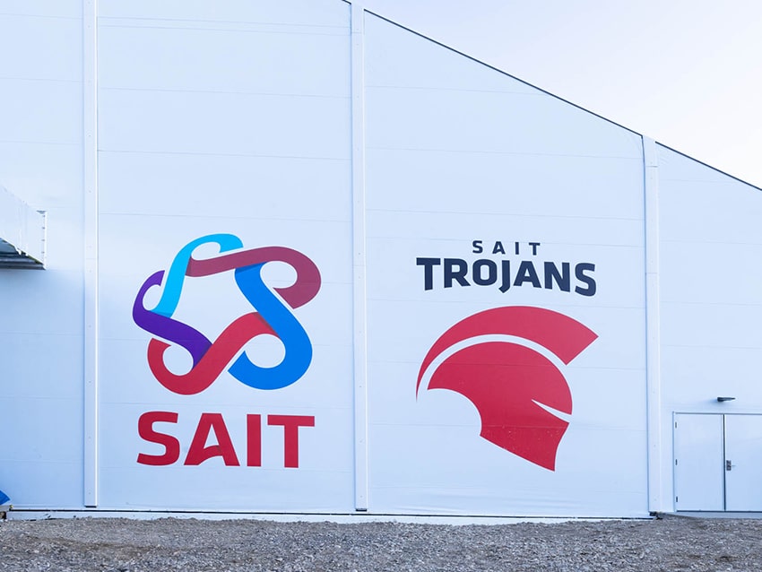 Large graphics on Sprung Fabric Building