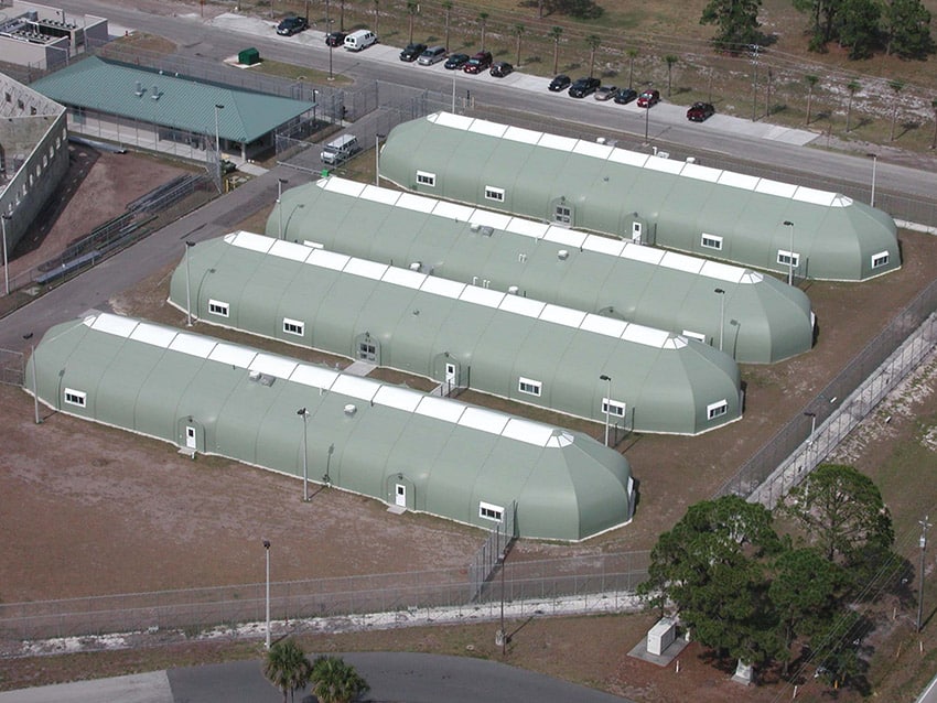 Sprung Structures inmate housing architectural membrane optional colors available